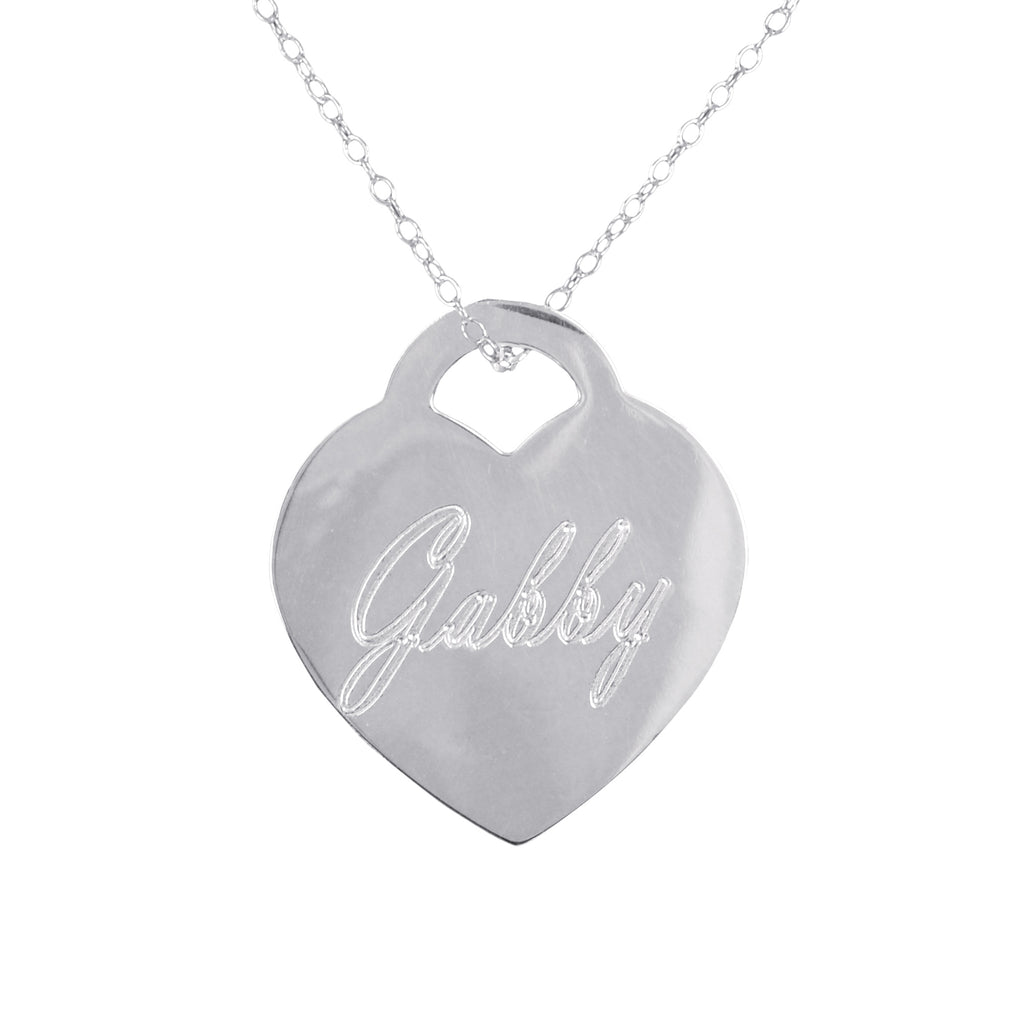 Engraved Name Heart Pendant Necklace