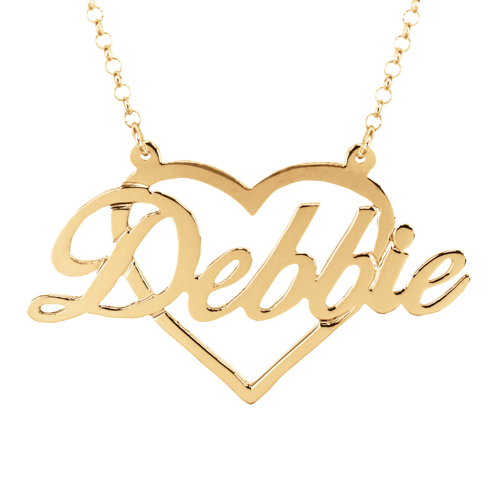 Script Name with Heart Frame Necklace