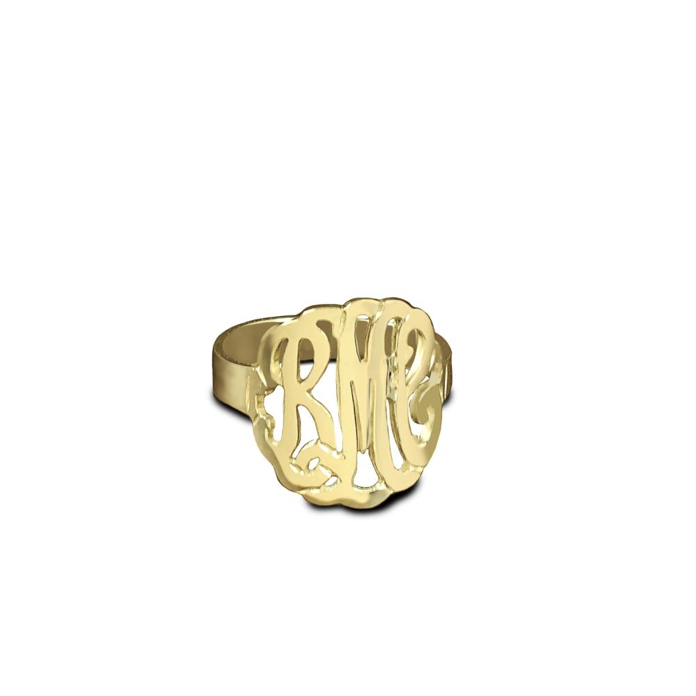 14K gold plated sterling silver monogram ring