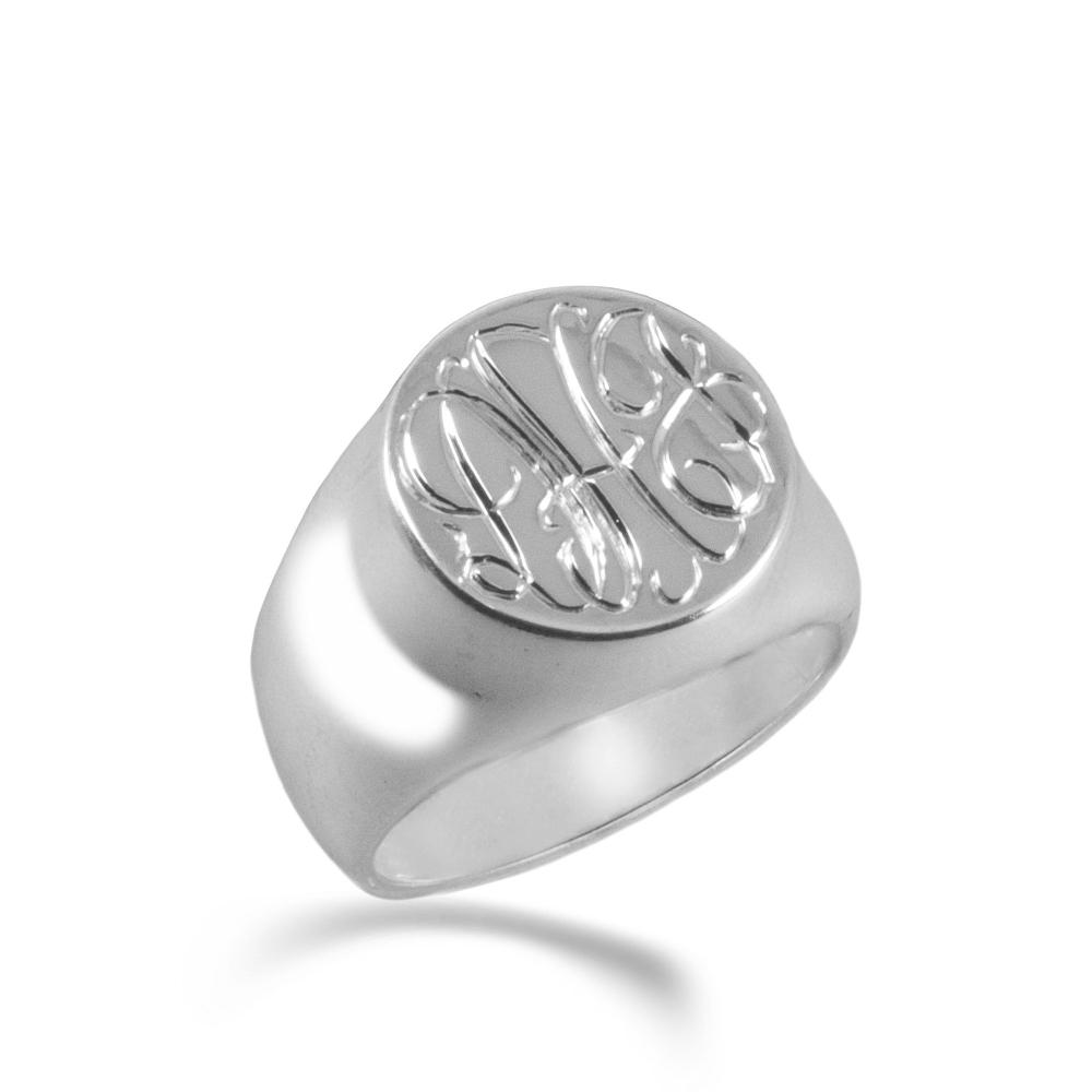silver monogram signet ring