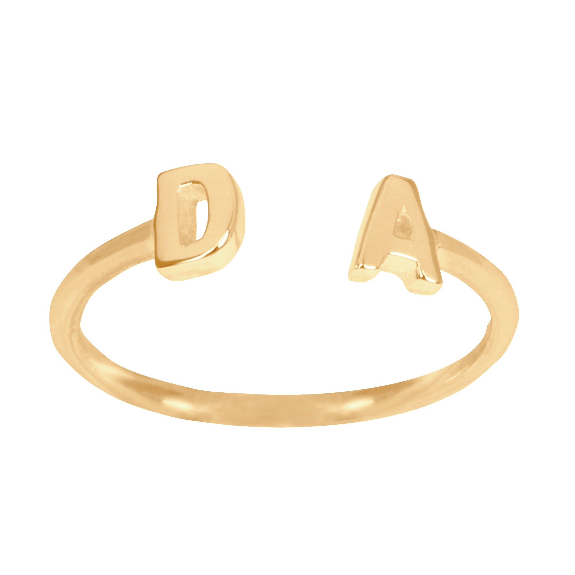 Personalized Initial Ring Gold Two Heart Initial Statement Ring - Etsy