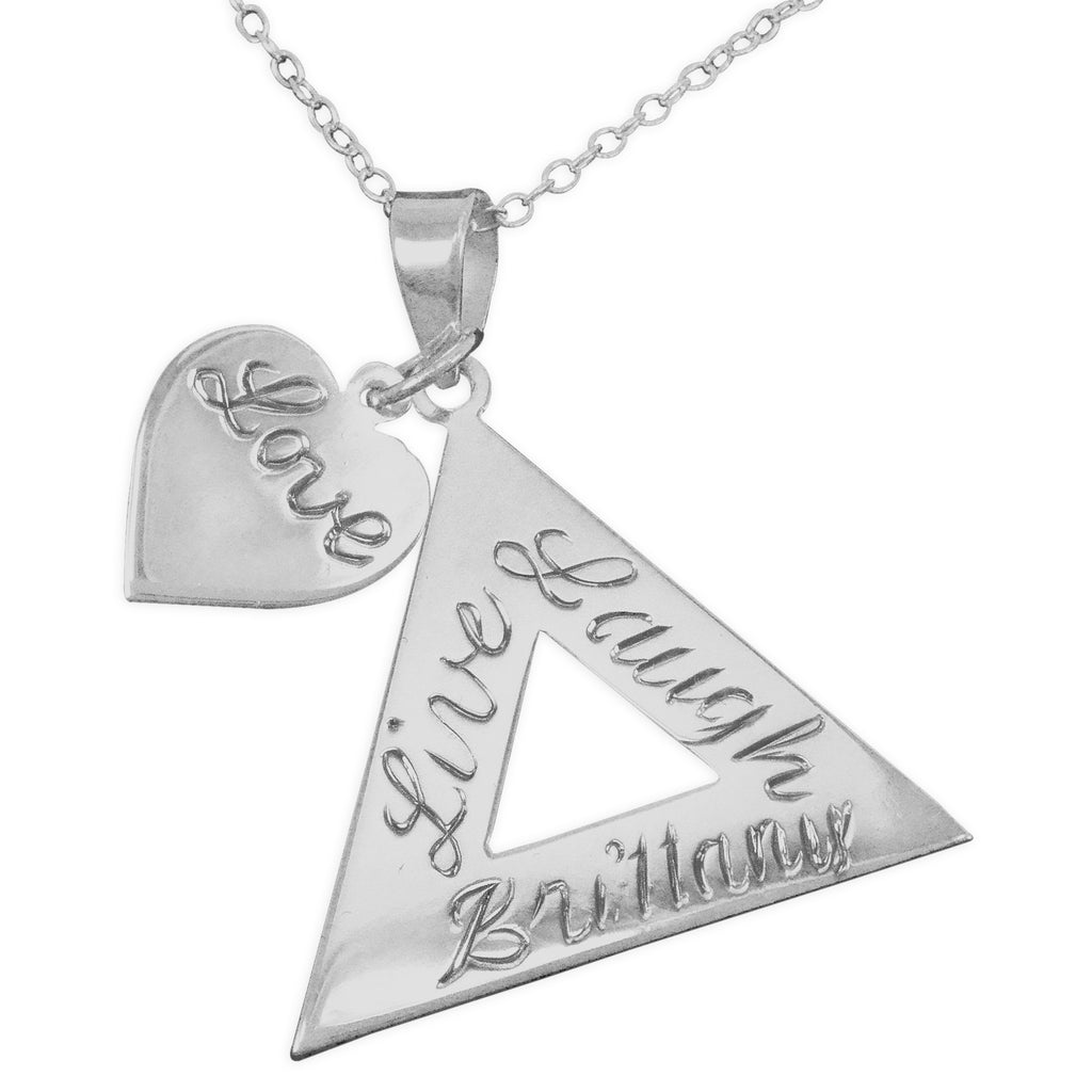 Engraved Pyramid Pendant Name Necklace