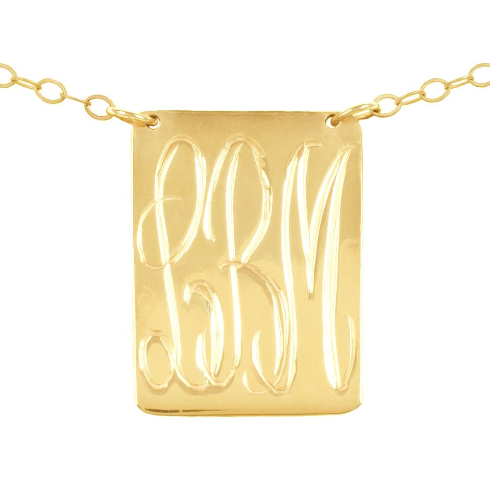14K gold plated sterling silver-inverse-pyramid-monogram-necklace