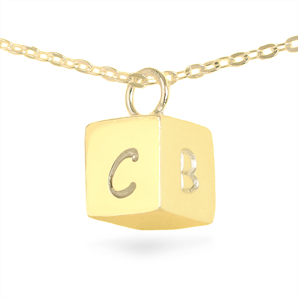 Initial Block Image Cube Initial Block Necklace – HanaLaura