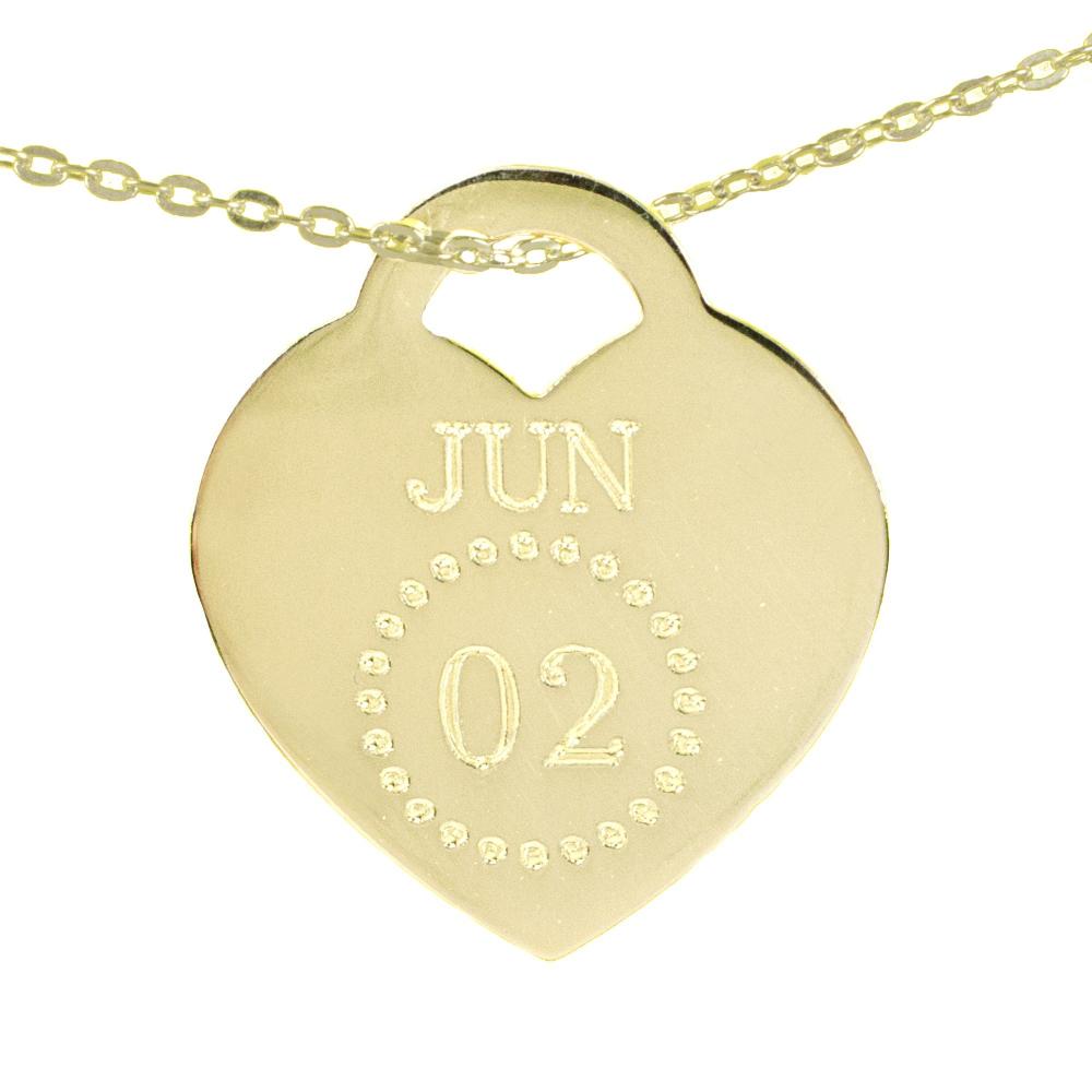 14K gold plated sterling silver-special-date-heart-necklace