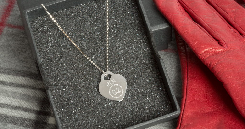 Personalized Engraved Heart Calendar Necklace