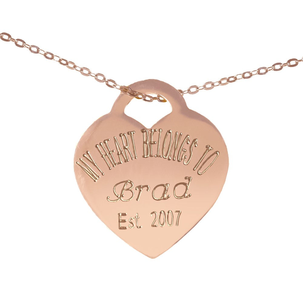 heart 14K rose gold plated sterling silver name necklace