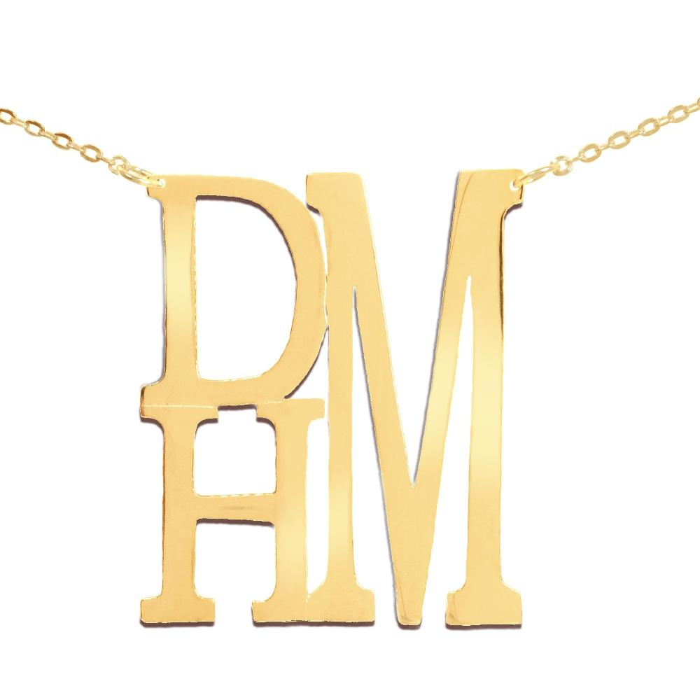 14K gold plated sterling silver-stacked-monogram-necklace