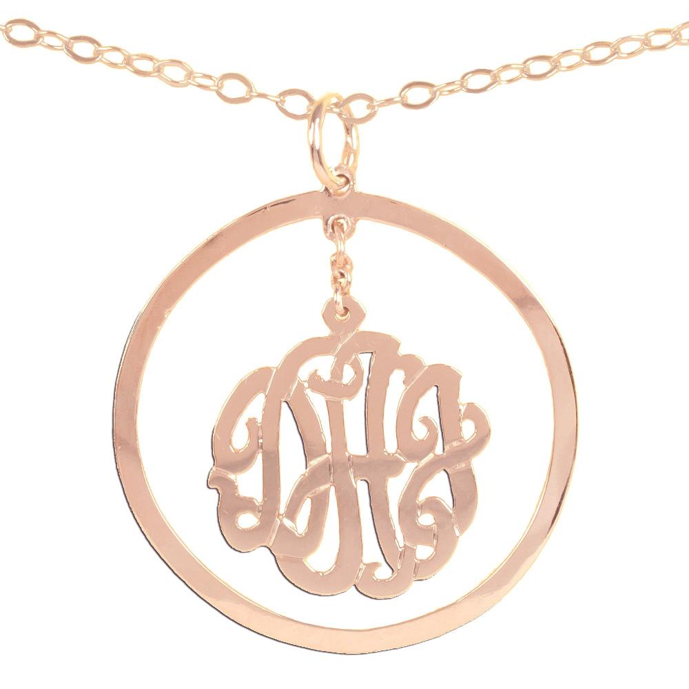 14K rose gold plated sterling silver chandelier monogram pendant