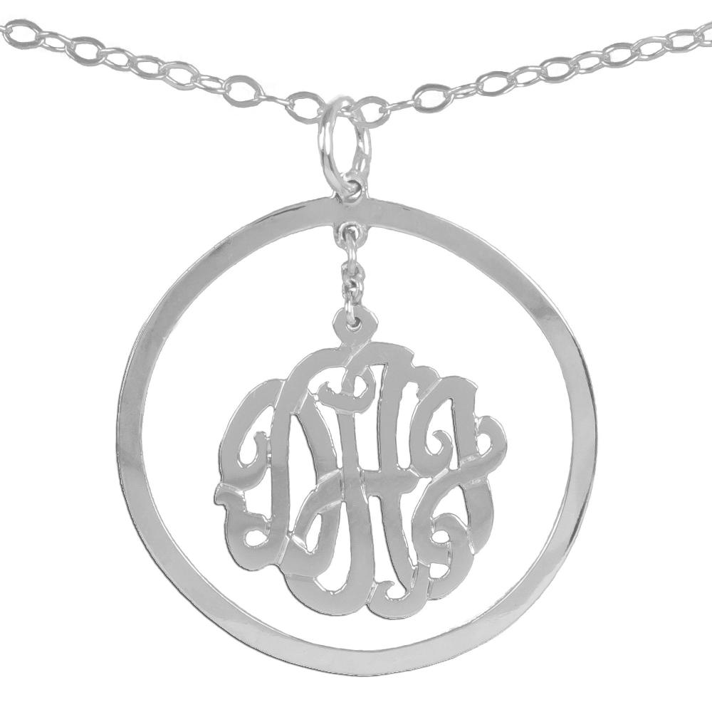 sterling silver chandelier monogram pendant