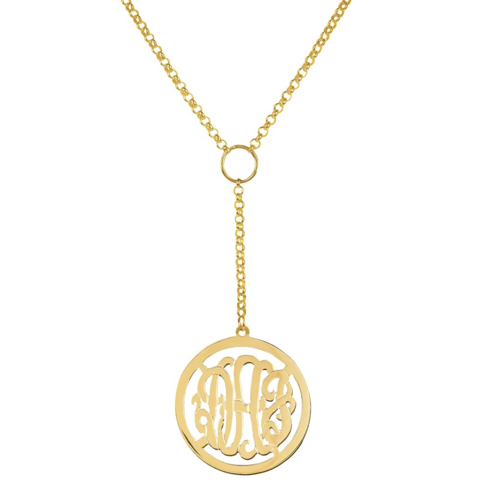 14K gold plated sterling silver-personalized-drop-monogram-necklace