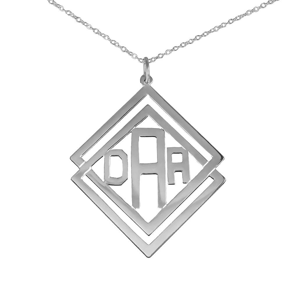 sterling silver society monogram necklace