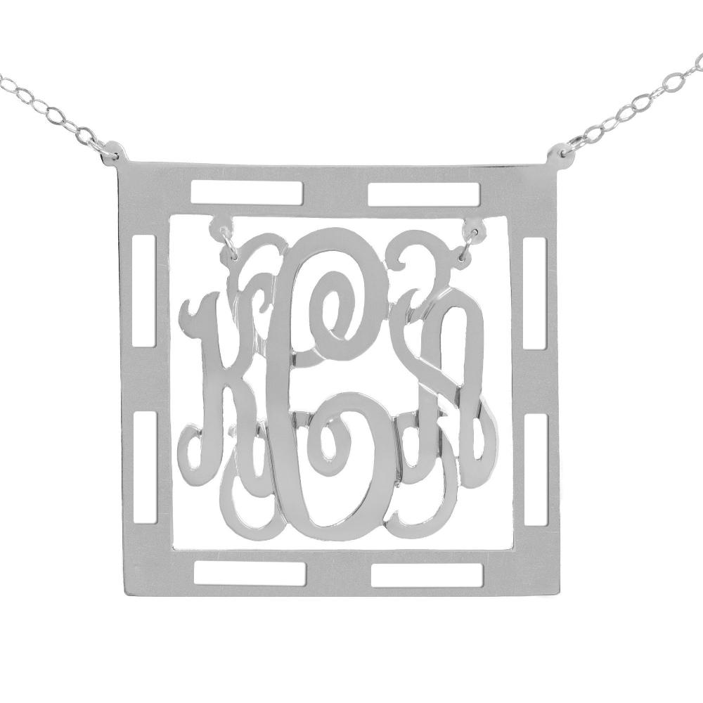 sterling silver Chandelier Classic Framed Monogram Necklace