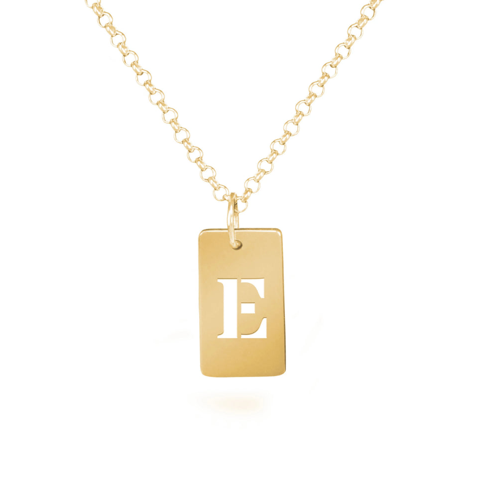 personalized 14K gold plated sterling silver tag initial necklace