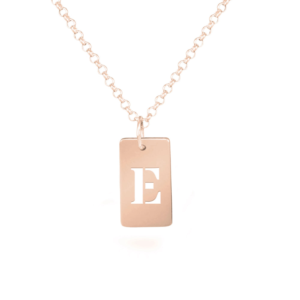 personalized 14K rose gold plated sterling silver tag initial necklace