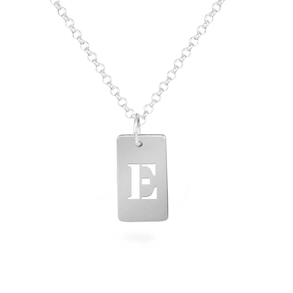 personalized sterling silver tag initial necklace