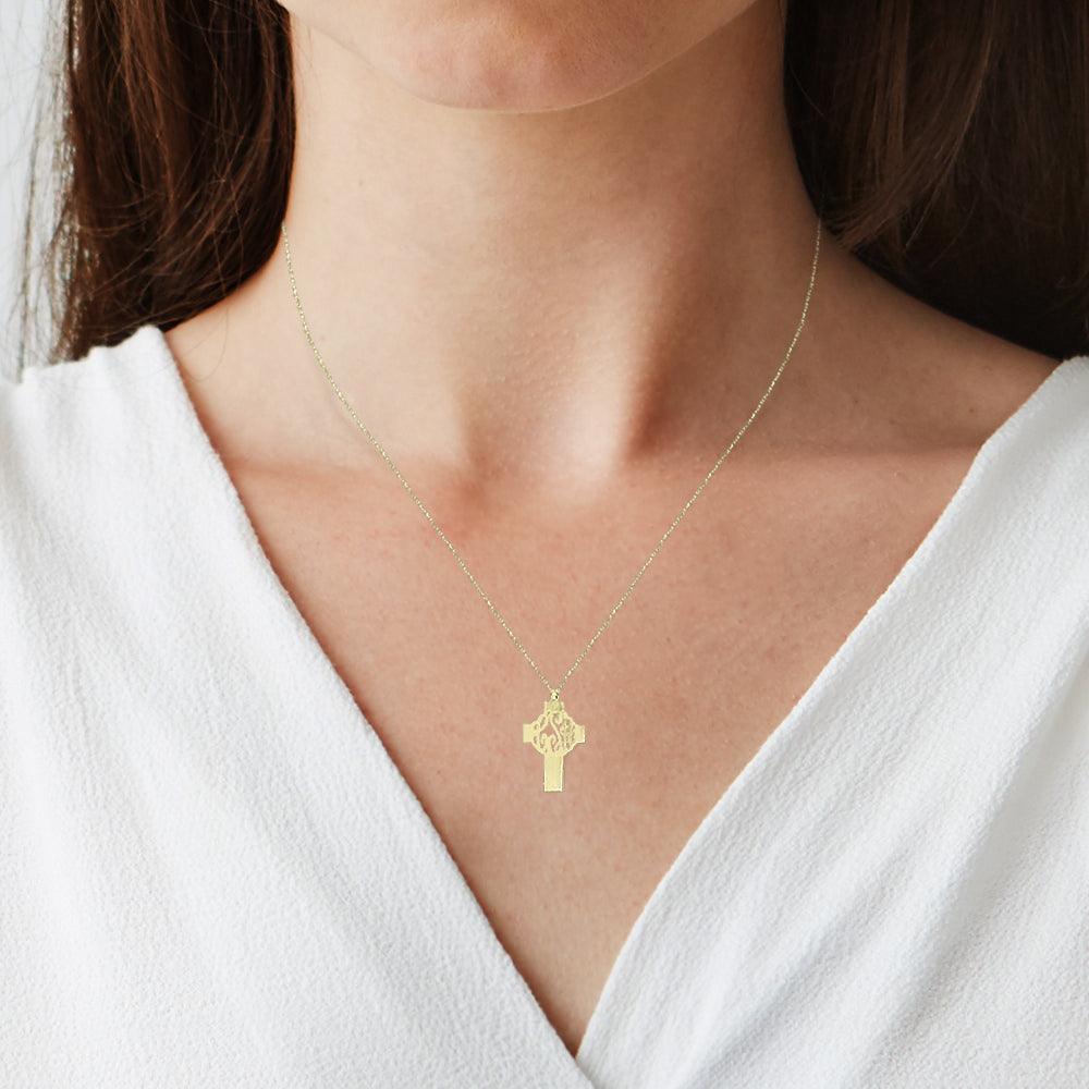 Personalized Holy Cross Necklace with Monogram