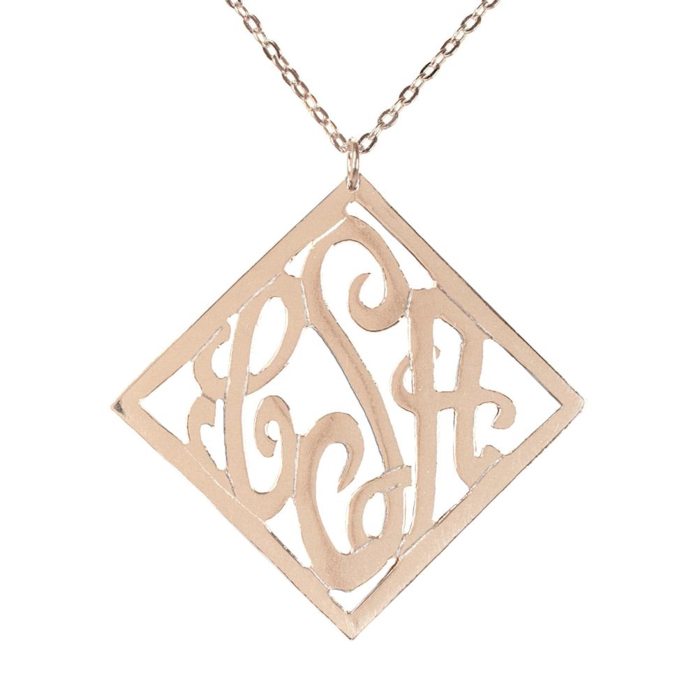 14K rose_gold plated sterling silver-stylish-monogram-necklace