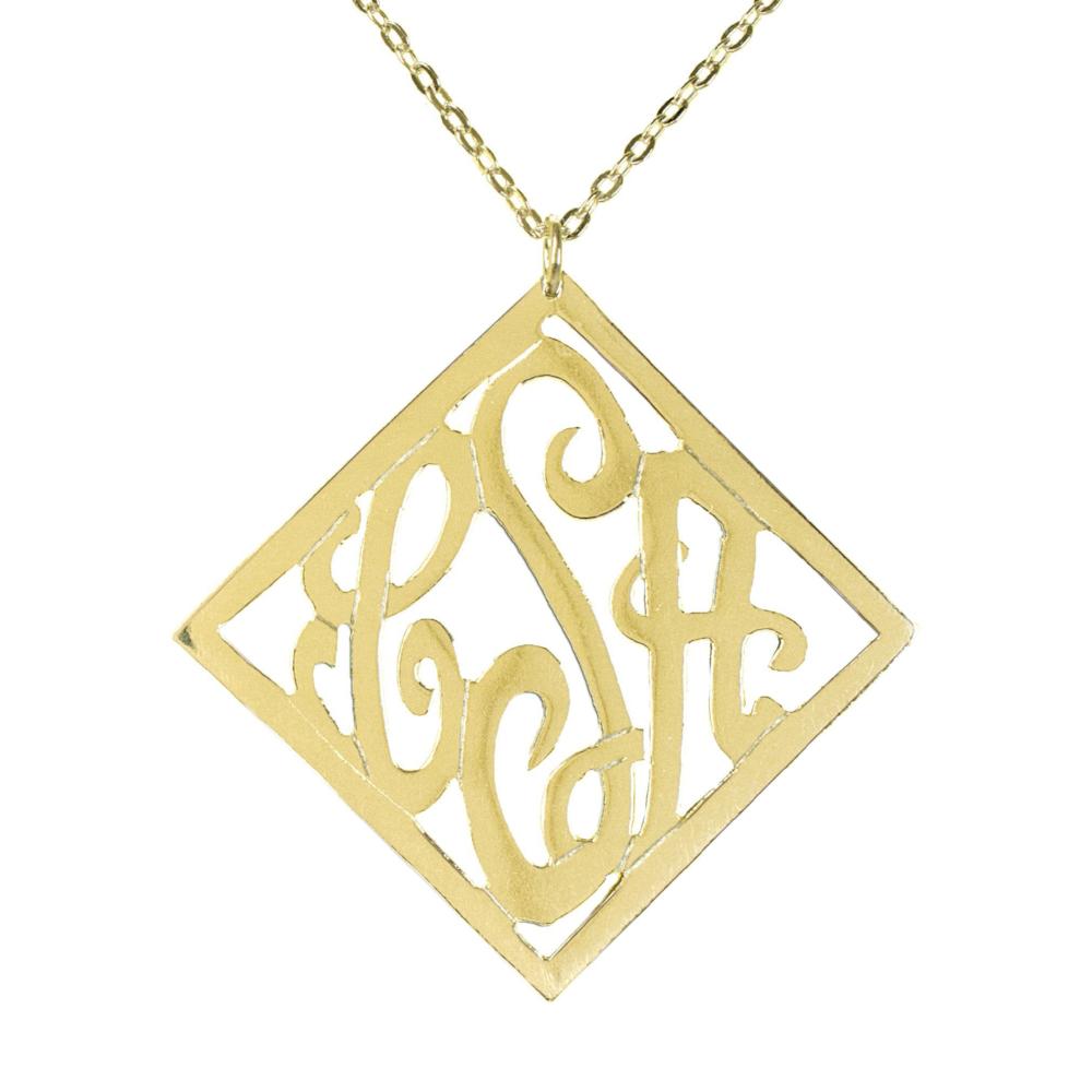 14K gold plated sterling silver-stylish-monogram-necklace