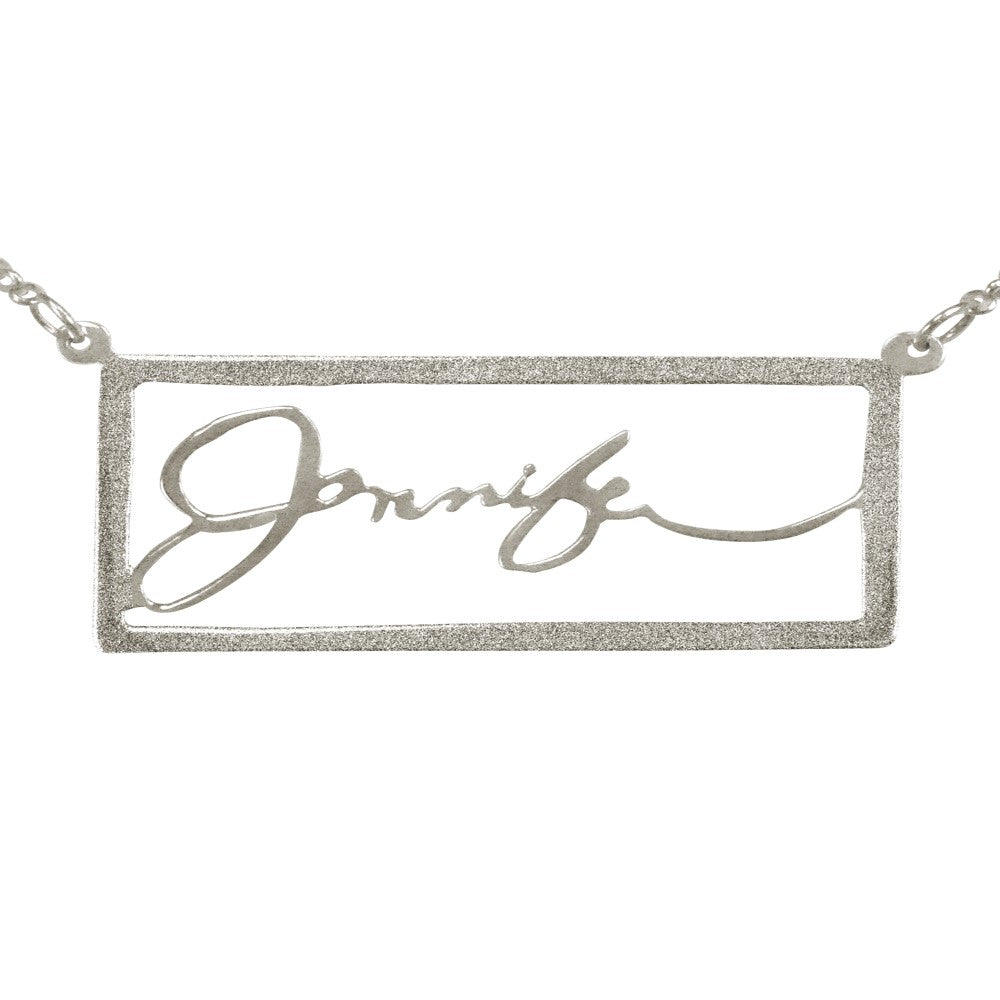 My Signature Frame Bar Handwritten Name Necklace – HanaLaura