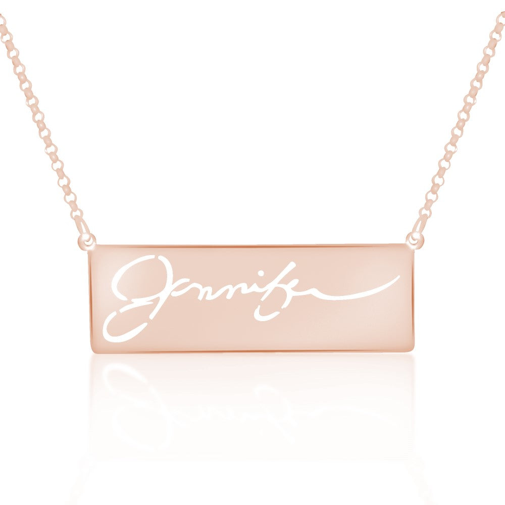 14K rose gold plated sterling silver signature handwritting name necklace