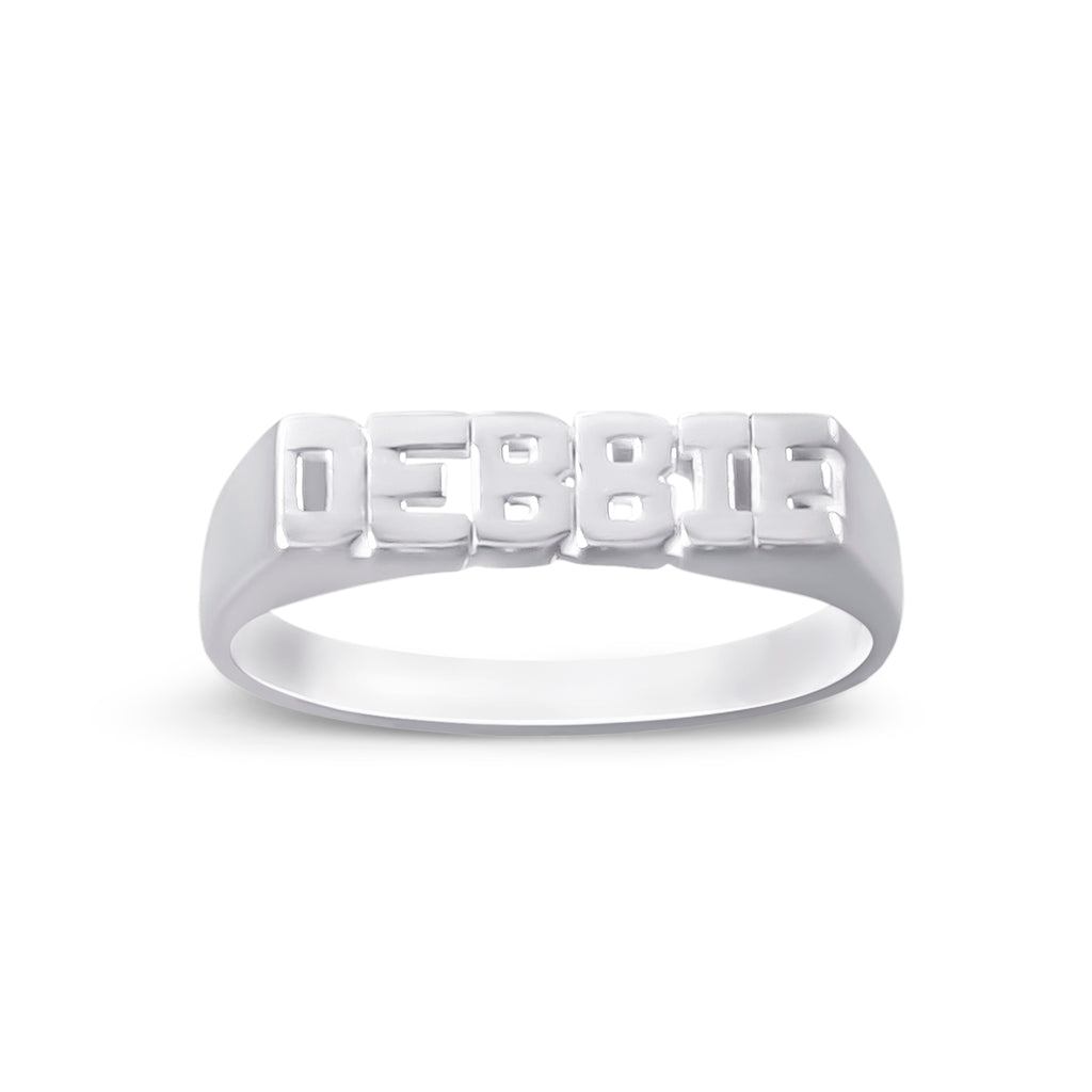 Petite Name Ring with Block Letters
