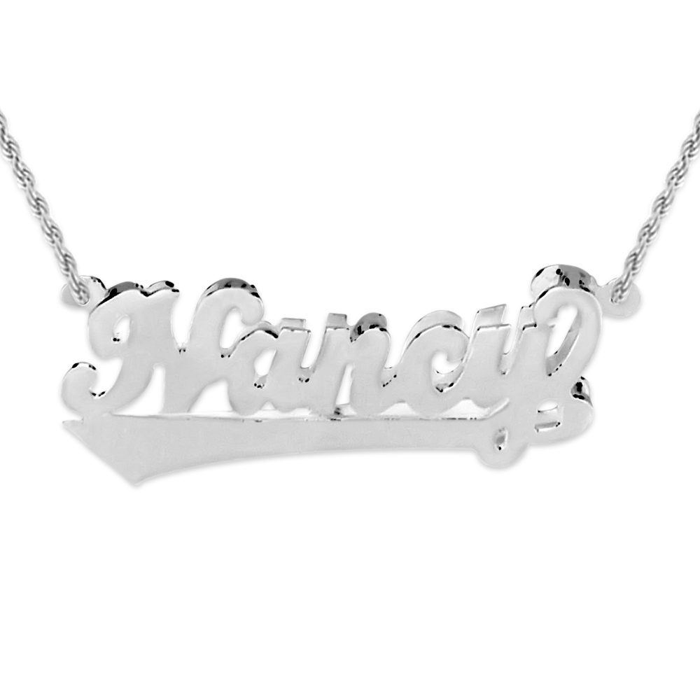 double layered 14K gold-plated silver name necklace with a bar underneath