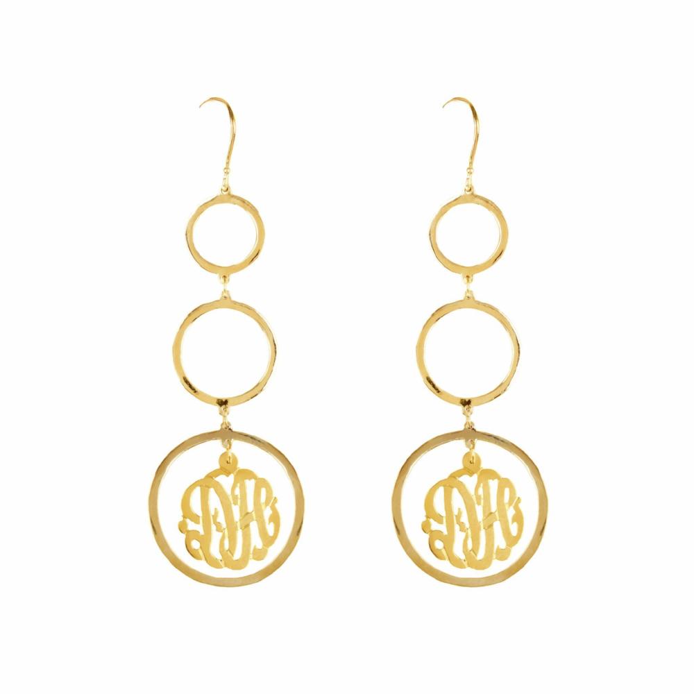 14K gold plated sterling silver-chandelier-monogram-earring